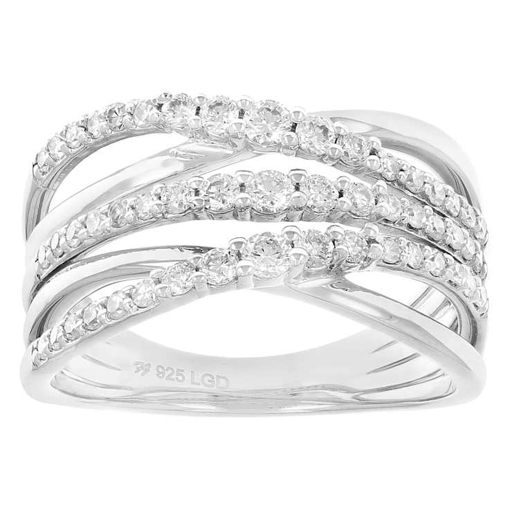 Lab-Grown Diamond Crossover Ring 0.62ctw In Sterling Silver