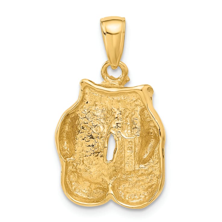 14k Yellow Gold Solid Polished Open-backed Boxing Gloves Pendant