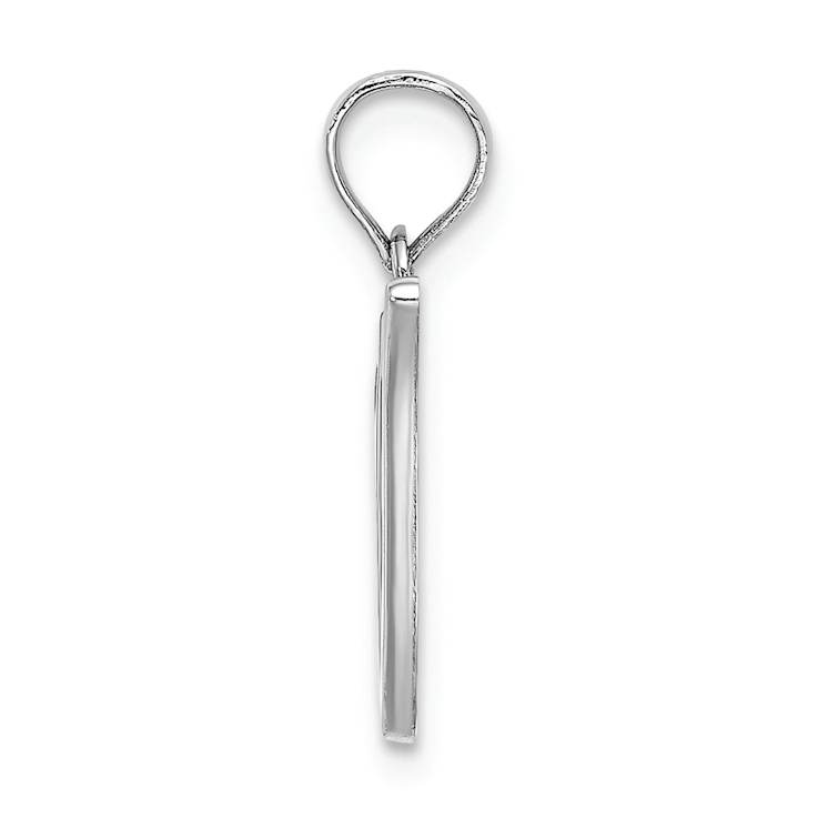 Rhodium Over 14k White Gold Polished Script Letter V Initial Pendant