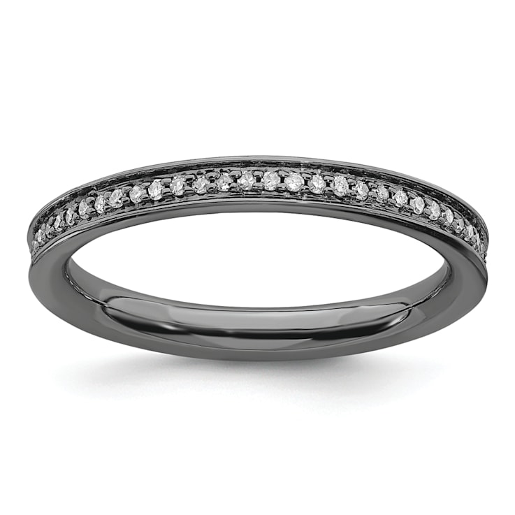 Ruthenium Over Sterling Silver Stackable Expressions and Diamonds Ring 0.195ctw