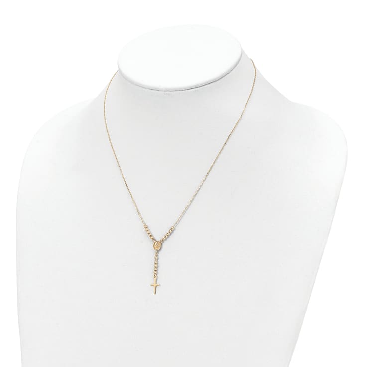 10k Yellow Gold Cross & Angel Wing 17 Inch Necklace - AU1750 | JTV.com