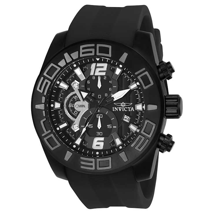 Invicta Pro Diver 50mm Black Dial Silicone Band Quartz Watch
