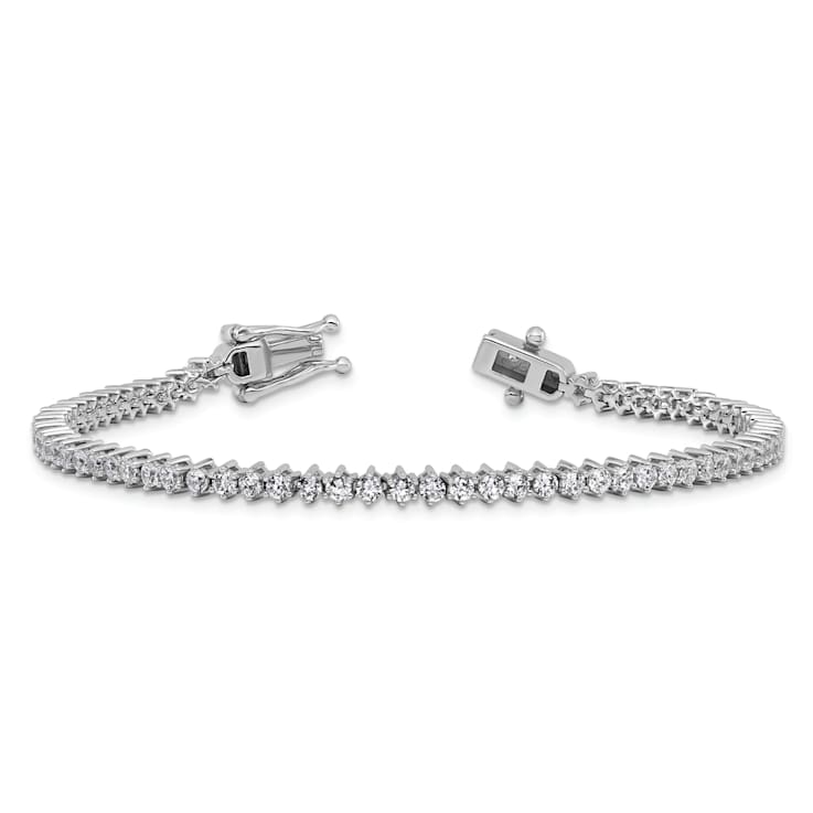 Rhodium Over Sterling Silver Polished Cubic Zirconia Tennis Bracelet