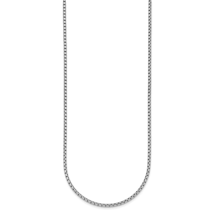 Rhodium Over Sterling Silver Polished 2.0mm Box 24 Inch Chain