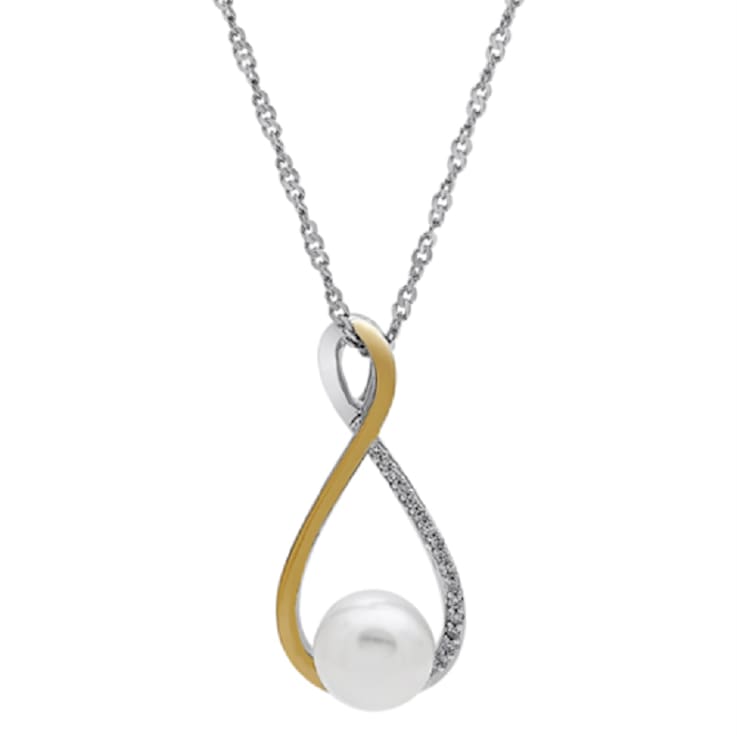 Freshwater Pearl and Diamond Accent Sterling Silver/14K Gold Over
Sterling Silver Pendant with Chain