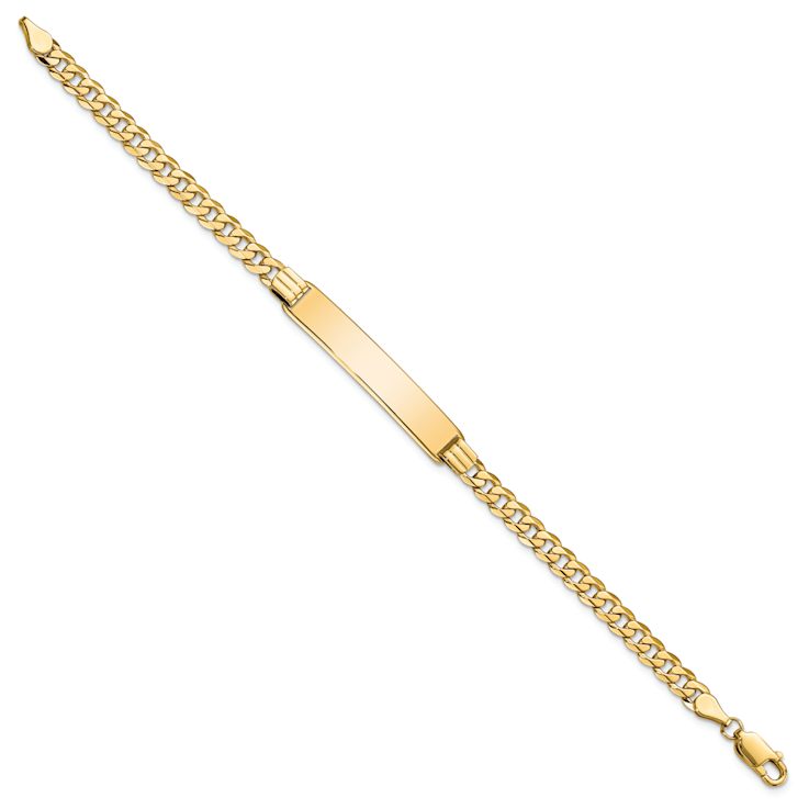 10k Yellow Gold Flat Curb Link ID Bracelet