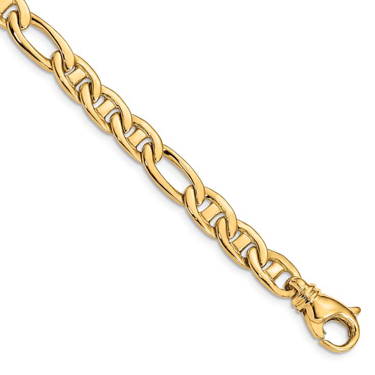 10k Yellow Gold 6.5mm Solid Hand-polished Flat Mariner Link Bracelet
