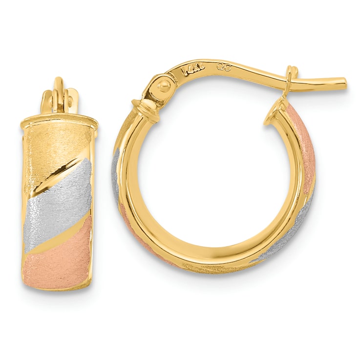 14k Yellow Gold and Rhodium Over 14k Yellow Gold Polished and Satin
9/16" Hoop Earrings