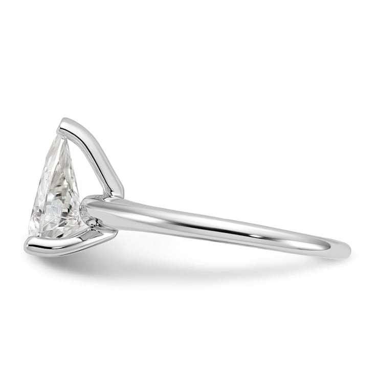 Rhodium Over 14K White Gold 2 ct. G H I True Light Pear Moissanite
Solitaire Ring