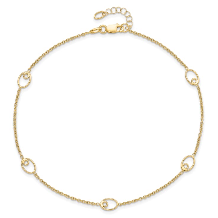 14K Yellow Gold Polished with 1-inch Extension Anklet