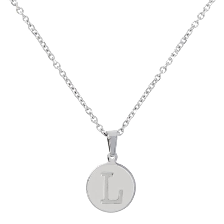 Initial L Charm Pendant Necklace In Silver-Tone