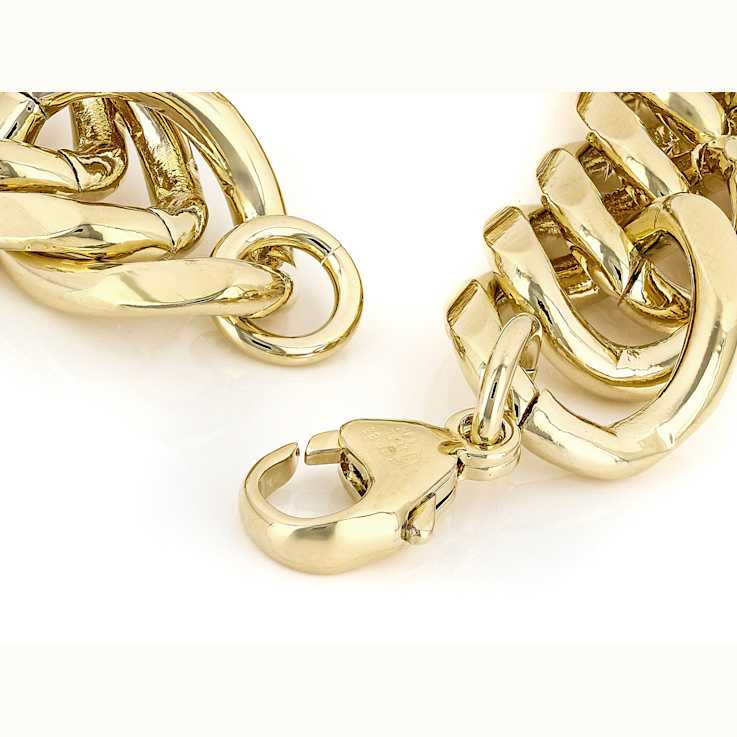 Woven Curb Link Bracelet In 18K Gold Over Bronze