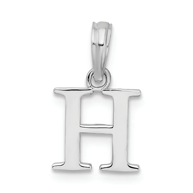 Sterling Silver Polished Block Initial -H- Pendant