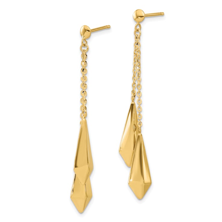 14K Yellow Gold Polished Post Dangle Earrings