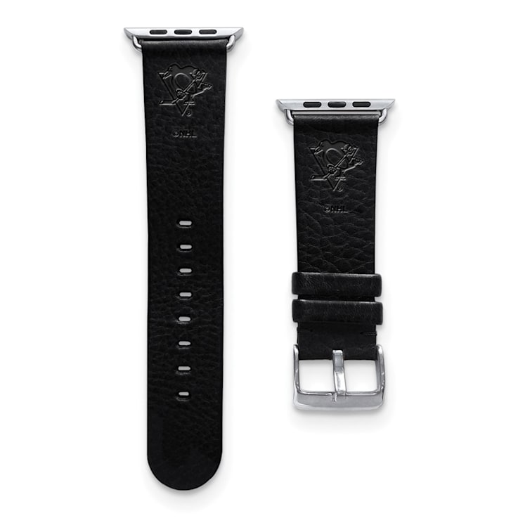 Gametime NHL Pittsburgh Penguins Black Leather Apple Watch Band (38/40mm
S/M). Watch not included.