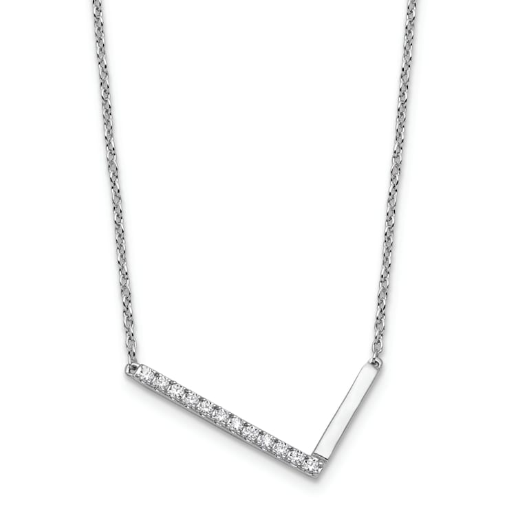 Rhodium Over 14k White Gold Sideways Diamond Initial L Pendant Cable
Link 18 Inch Necklace
