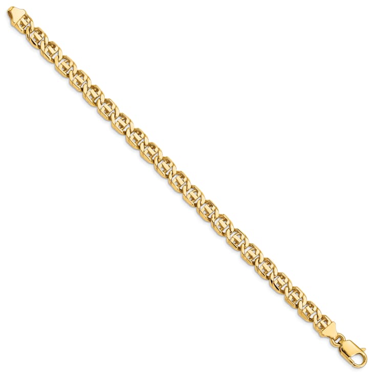 14k Yellow Gold 6.75mm Hand Polished Fancy Link Bracelet