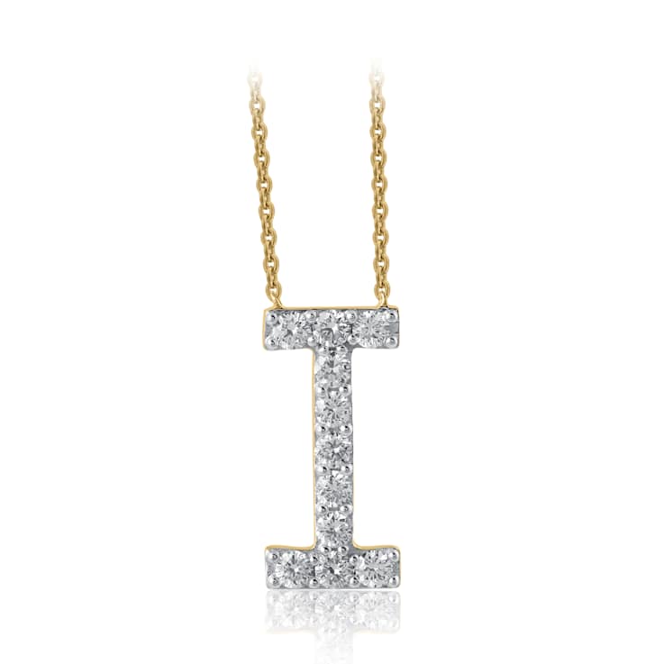 Lab-Grown Diamond Initial I Necklace In 14K Gold Over Sterling Silver 0.50ctw