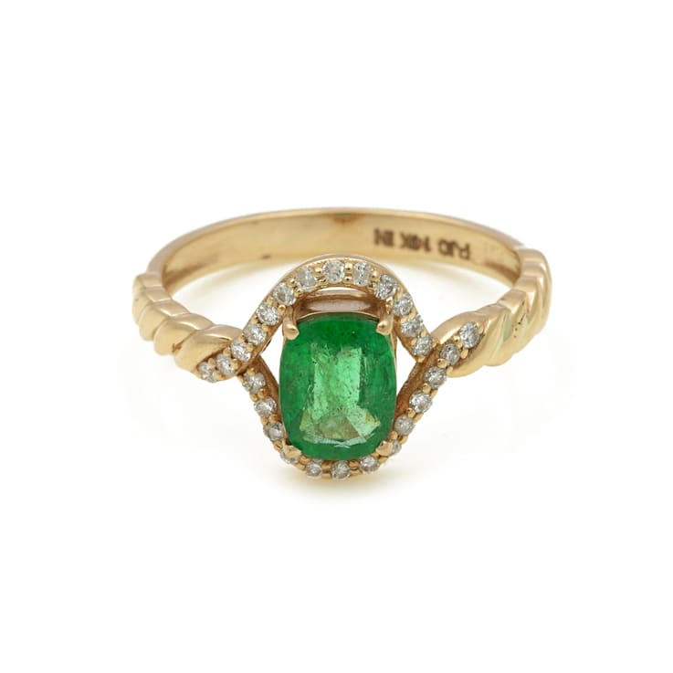 1.09Ctw Emerald with 0.17Ctw Ring in 14K YG