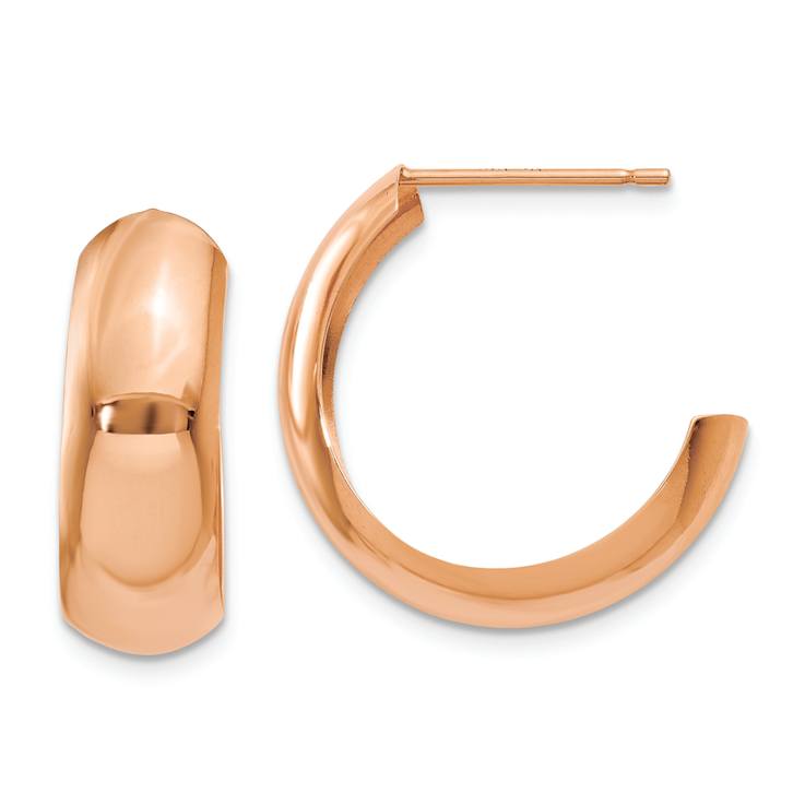 14k Rose Gold 3/4" Polished C-Hoop Earrings