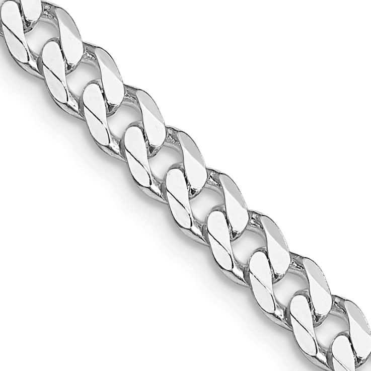 Rhodium Over Sterling Silver 4.5mm Curb Chain Necklace