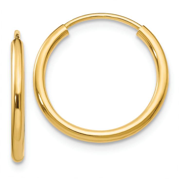 14k Yellow Gold Polished 5/8" Round Endless Hoop Earrings
