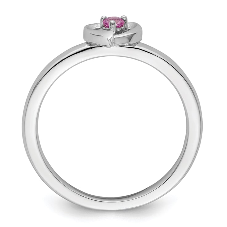 Sterling Silver Stackable Expressions Lab Created Pink Sapphire Heart
Ring 0.09ctw