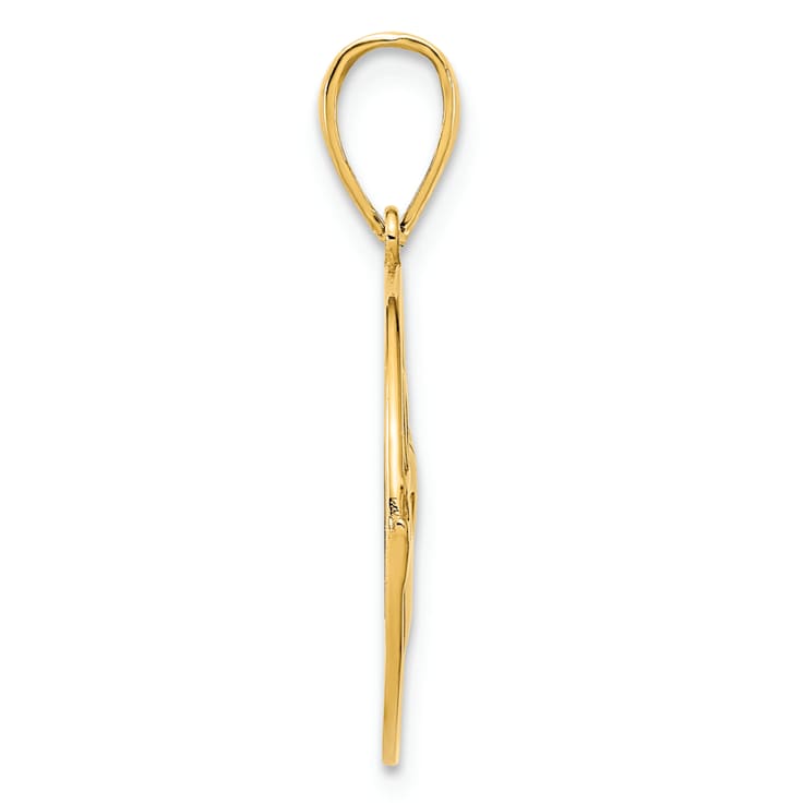 14k Yellow Gold Claddagh Circle Pendant