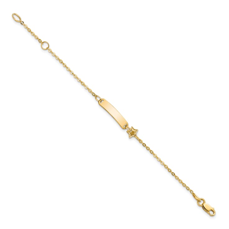 14K Yellow Gold Polished ID with Star Childrens Bracelet