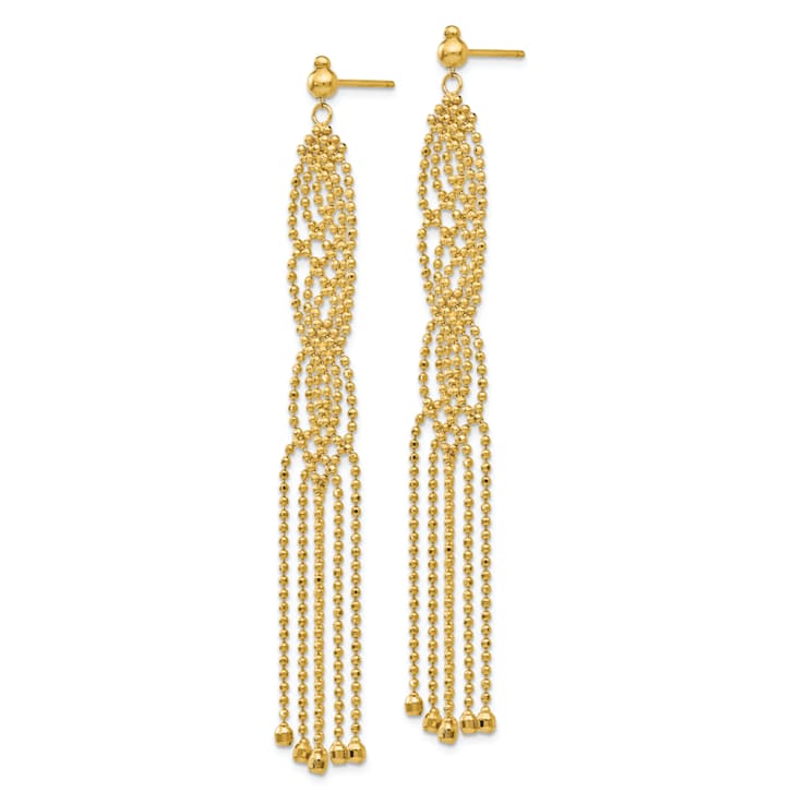 14k Yellow Gold Beaded Dangle Earrings