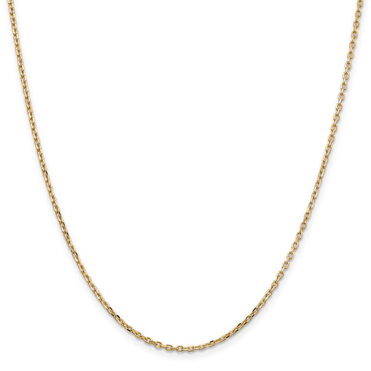 14K Yellow Gold 1.8mm Diamond-cut Round Open Link Cable Chain Necklace
