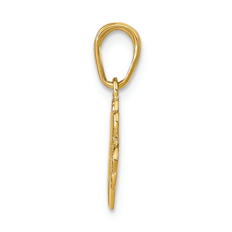 14K Yellow Gold Polished and Textured 4-Leaf Clover Pendant