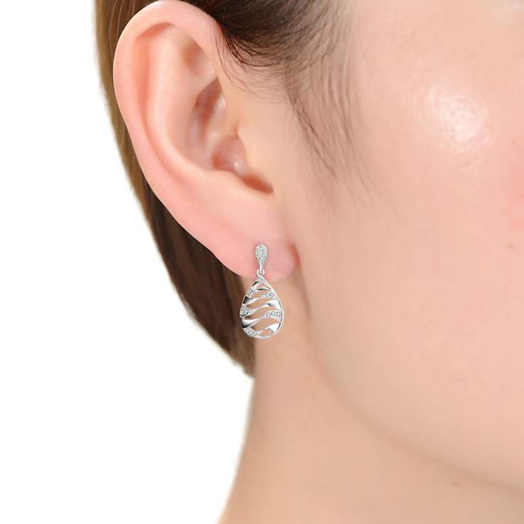 CZ Cascade Drop Earrings In Sterling Silver