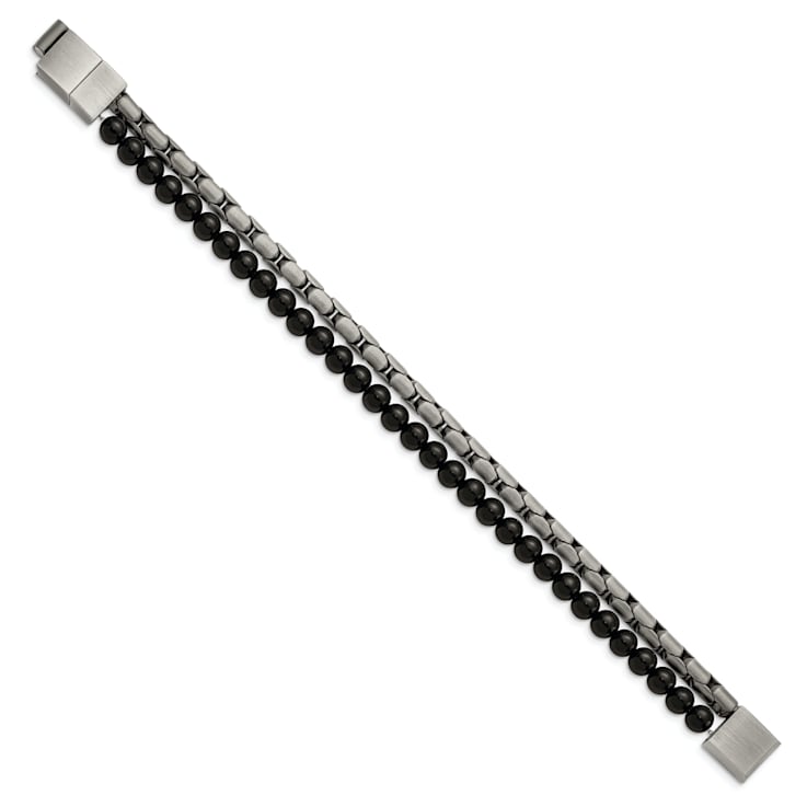 Stainless Steel Brushed Antique Bronze-plated Agate with 0.5-inch
Extension Bracelet