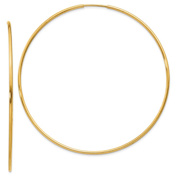 14k Yellow Gold 2 3/8" Endless Hoop Earrings