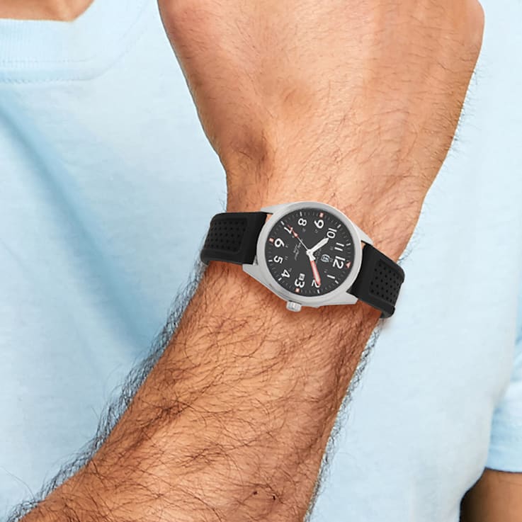 Charles Hubert Stainless Steel Black Dial Watch