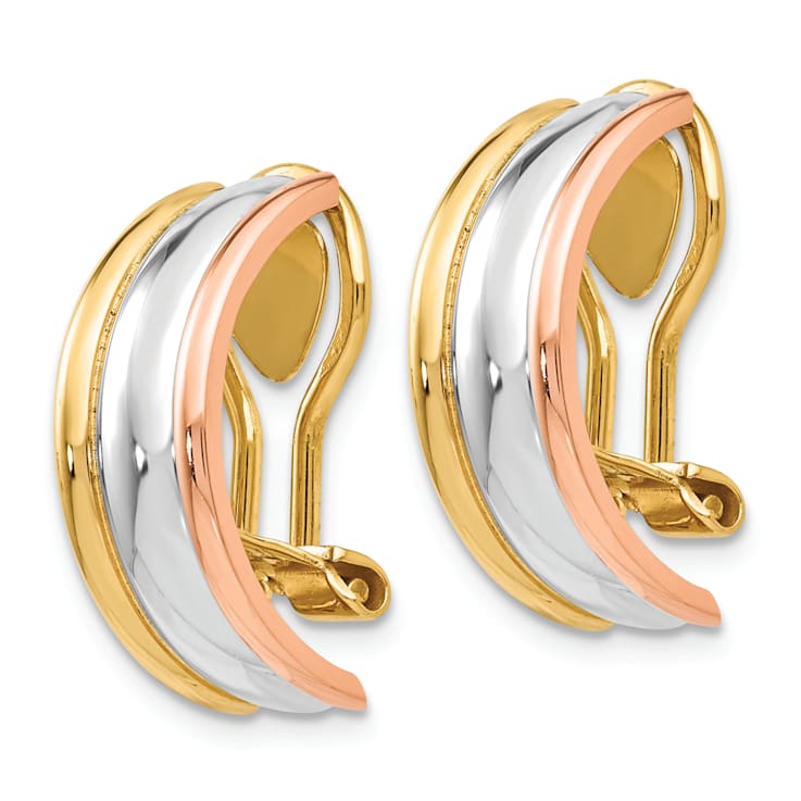 14k Yellow Gold, 14k White Gold and 14k Rose Gold Non-Pierced Earrings