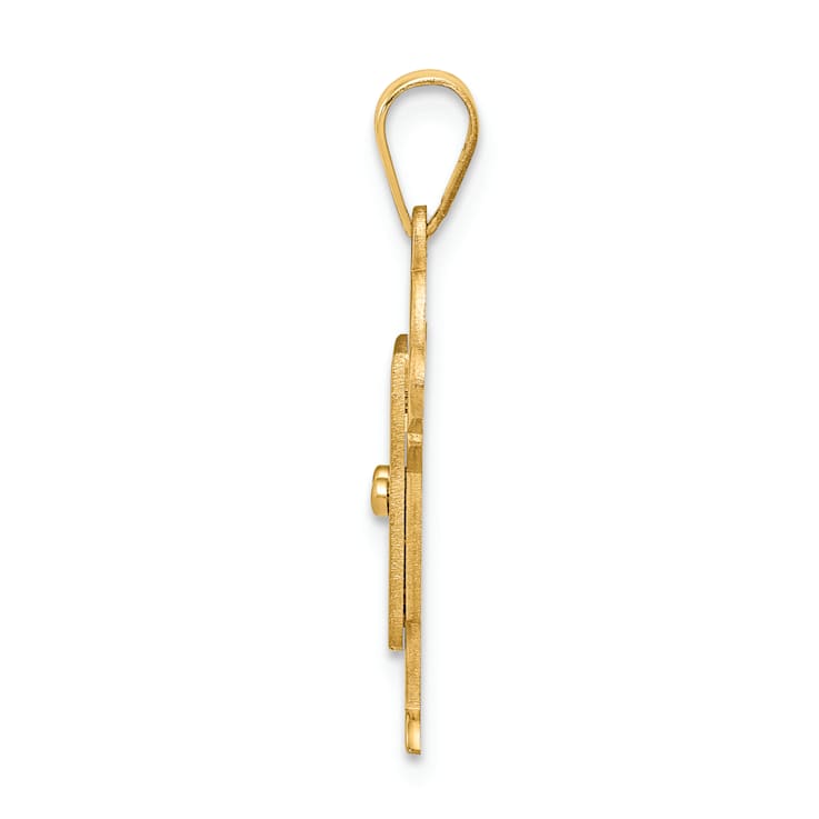 14k Yellow Gold Number 2 Charm Pendant - Sparkle Cut Sport Game Jewelry For Women