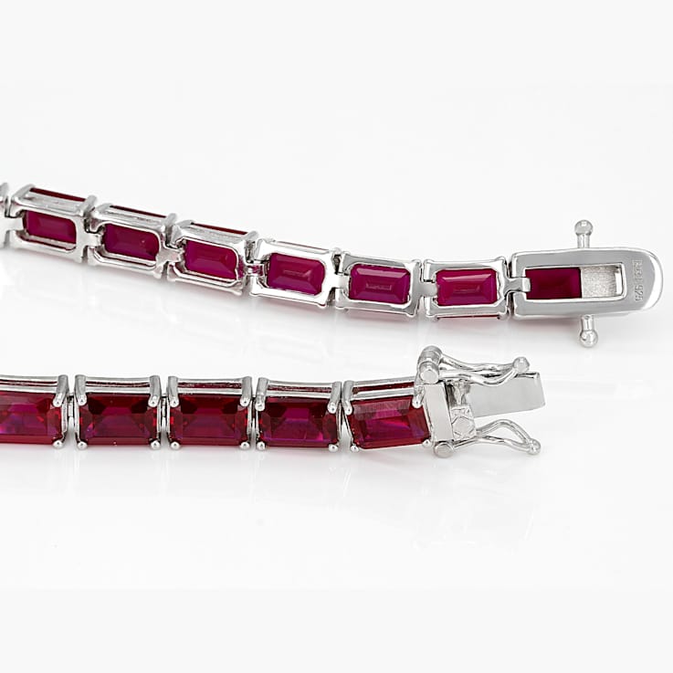 Lab-Created Ruby Tennis Bracelet In Sterling Silver 25.91ctw