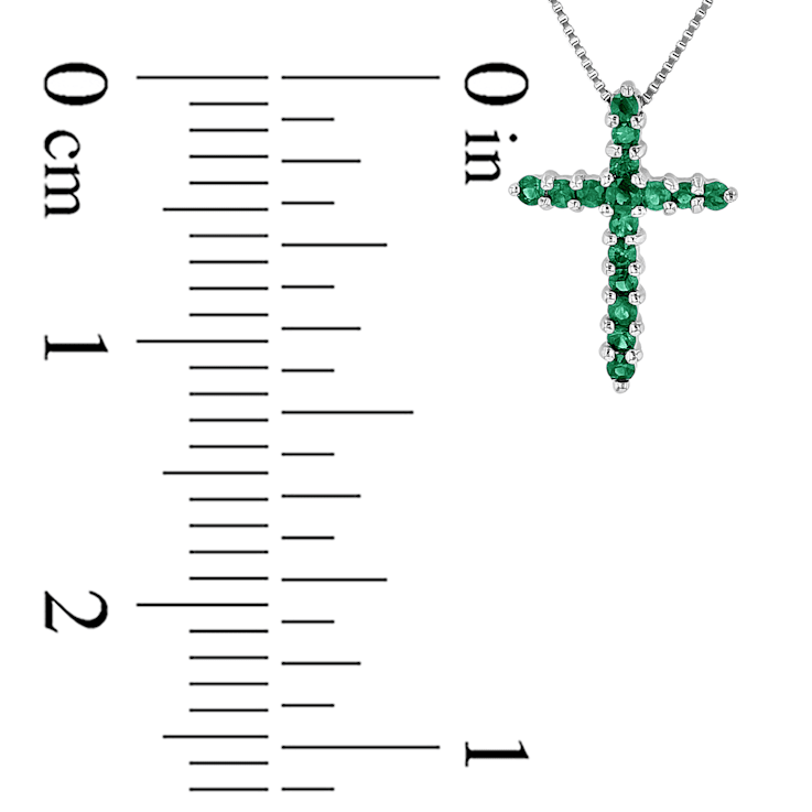 0.32ctw Emerald Cross Pendant in 14k White Gold