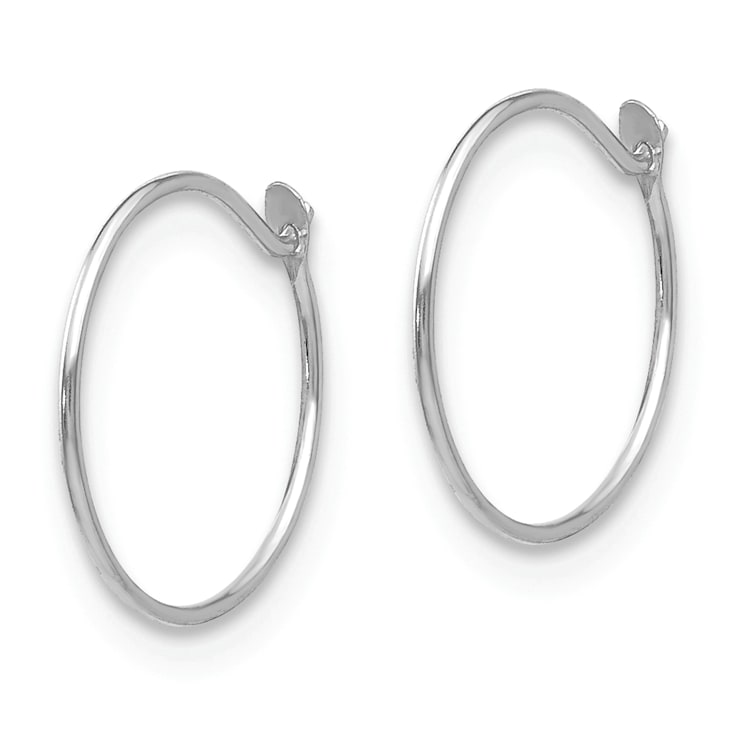 Rhodium Over 14K White Gold Small Endless Hoop Earrings