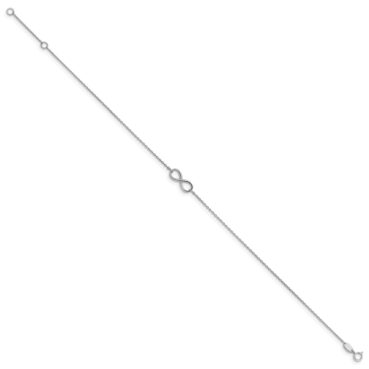 14K White Gold Polished Infinity with 1-inch Extension Anklet
