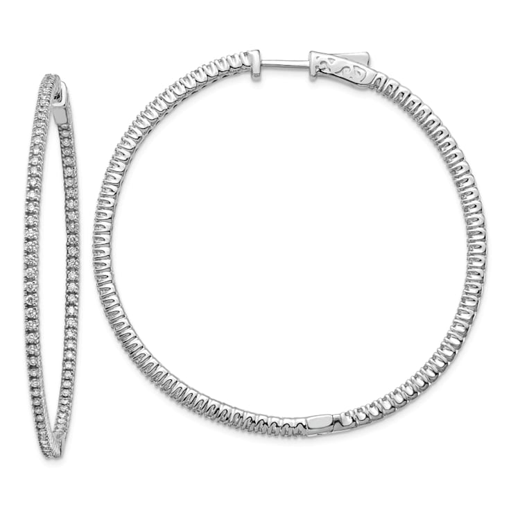 Rhodium Over 14K White Gold Oro Spotlight Lab Grown Diamond SI+, H+,
Hoop with Safety Clasp Earrings
