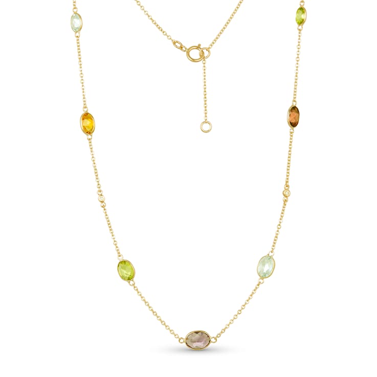Multi-Gem 14k Yellow Gold Necklace 5.82ctw