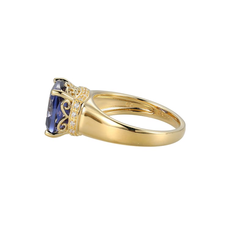Blue And White Cubic Zirconia 18k Yellow Gold Over Silver December
Birthstone Ring 6.72ctw