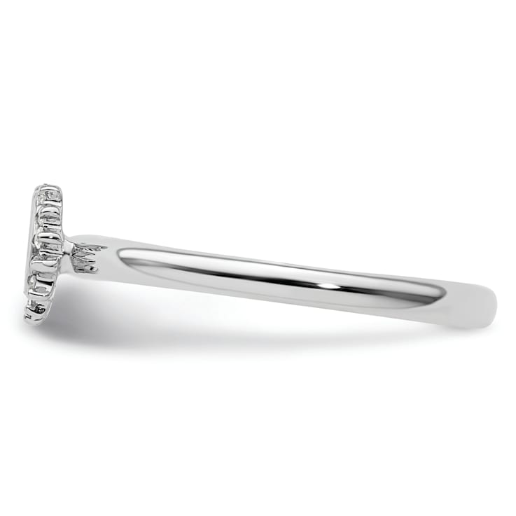 Rhodium Over Sterling Silver Stackable Expressions Diamond Horseshoe
Ring 0.07ctw