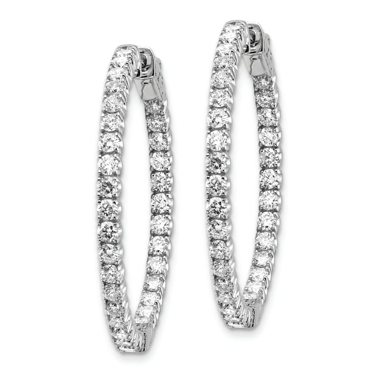 Rhodium Over 14K White Gold Oro Spotlight Lab Grown Diamond SI+, H+,
Hoop with Safety Clasp Earrings