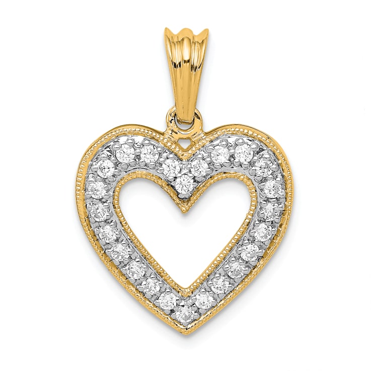 14K Two-tone Gold Diamond Heart Pendant