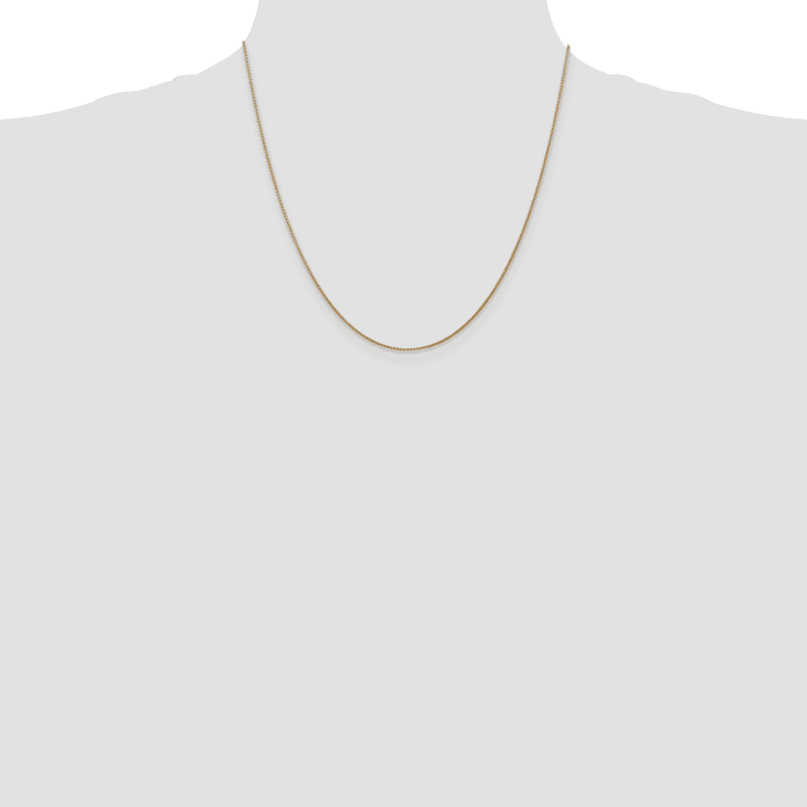14k Yellow Gold 1mm Solid Diamond Cut Wheat Chain 20"