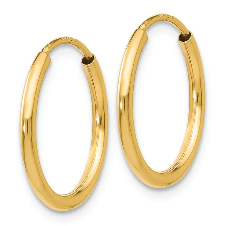 14k Yellow Gold Polished 5/8" Round Endless Hoop Earrings